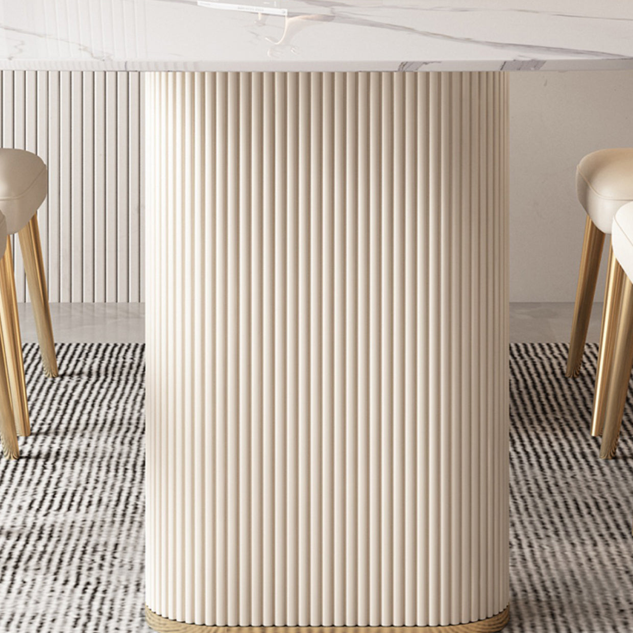 Noordse 1/4/5/7 stukken Dinerset rechthoekige stenen tafel en witte stoelen eetgelegenheden set