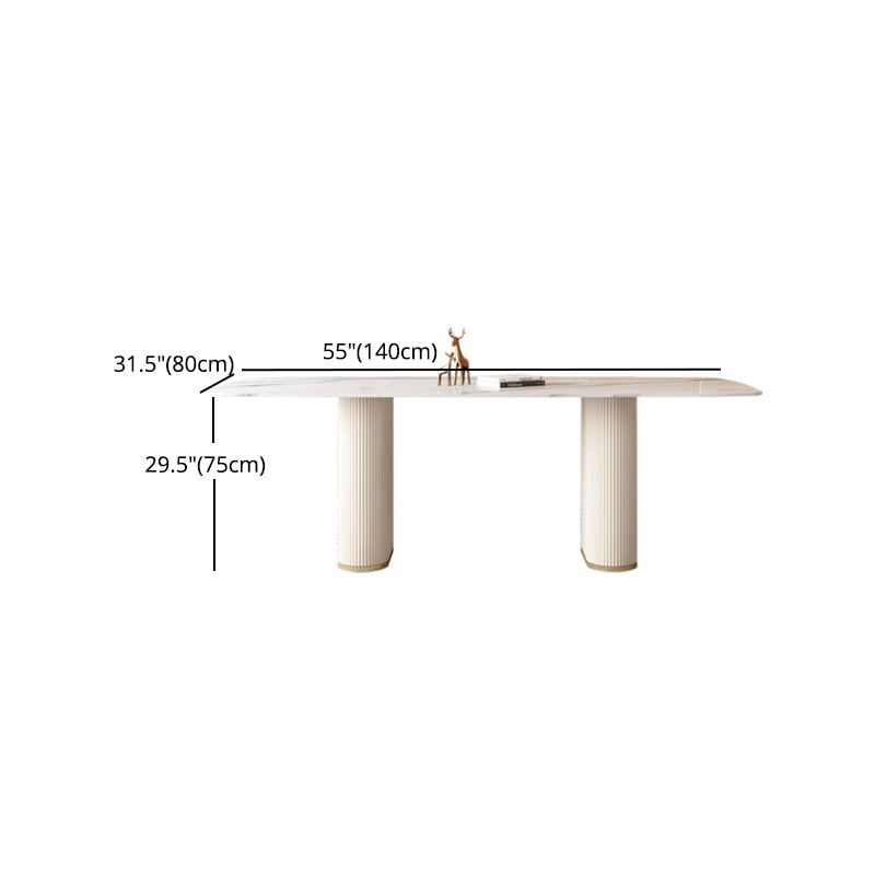 Noordse 1/4/5/7 stukken Dinerset rechthoekige stenen tafel en witte stoelen eetgelegenheden set