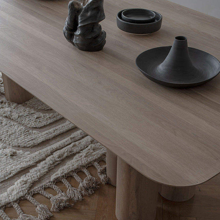 Rectangle Simplicity Dining Table Solid Wood Fixed Table for Kitchen