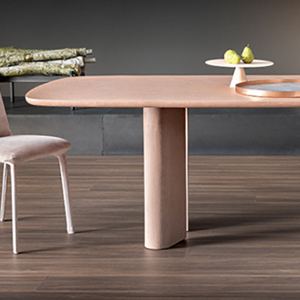 Modern Solid Wood Dining Table for restaurant Rectangle Table with Double Pedestal