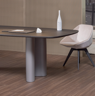 Modern Solid Wood Dining Table for restaurant Rectangle Table with Double Pedestal