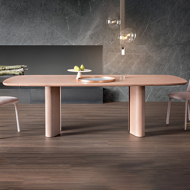 Modern Solid Wood Dining Table for restaurant Rectangle Table with Double Pedestal