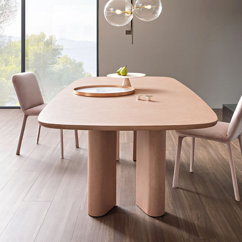Modern Solid Wood Dining Table for restaurant Rectangle Table with Double Pedestal