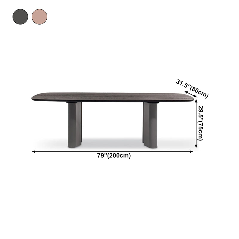 Modern Solid Wood Dining Table for restaurant Rectangle Table with Double Pedestal