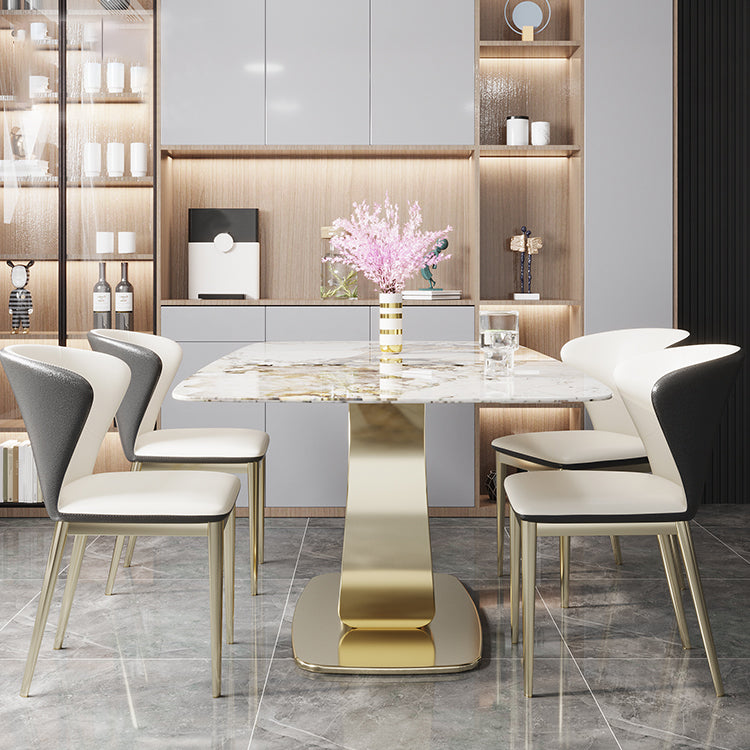 Mesa de comedor de piedra sinterizada Glam, mesa de comedor estándar rectangular para cocina