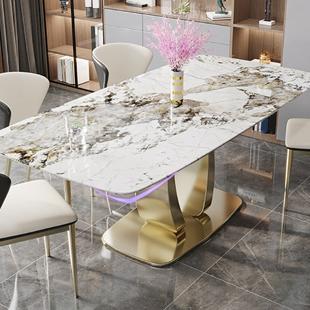 Mesa de comedor de piedra sinterizada Glam, mesa de comedor estándar rectangular para cocina