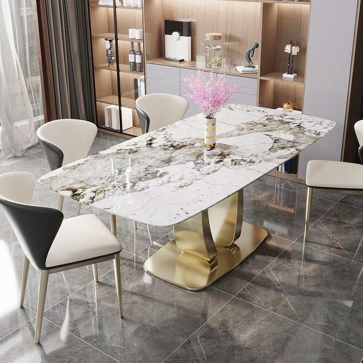Mesa de comedor de piedra sinterizada Glam, mesa de comedor estándar rectangular para cocina