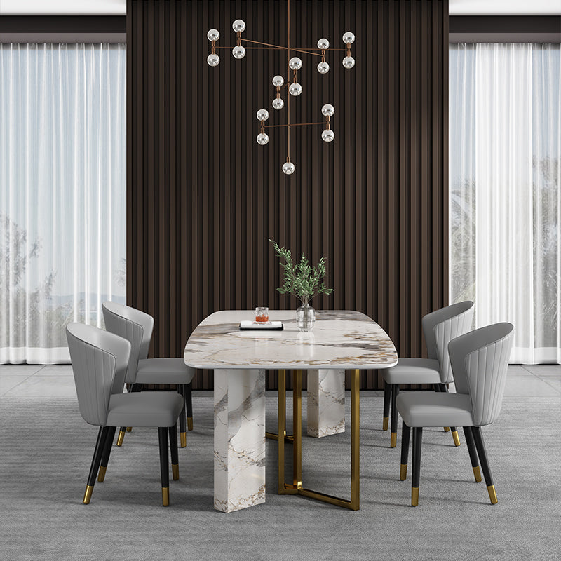 Rectangle Dining Site Table Traditional Luxury Stainless Steel Dinette Table