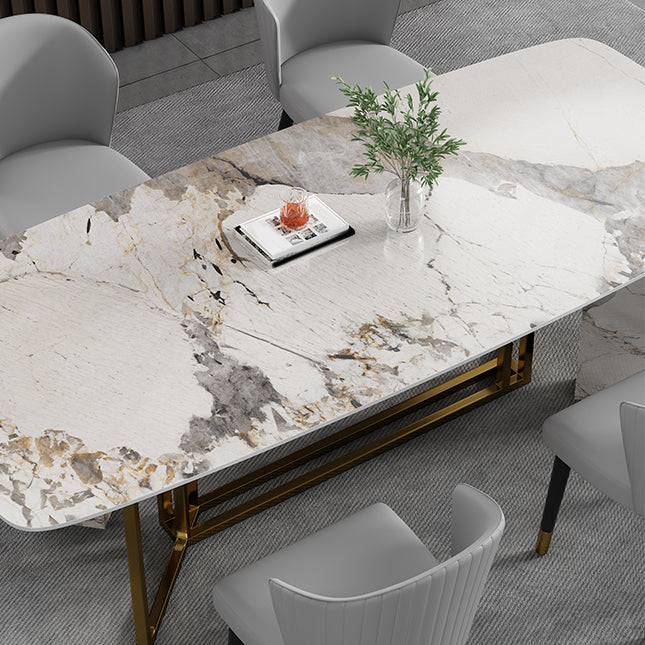Rectangle Dining Site Table Traditional Luxury Stainless Steel Dinette Table