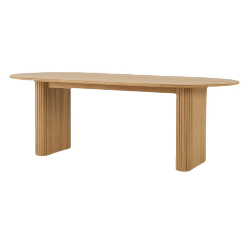 Oval Double Pedestal Modern Dining Table Pinewood Fixed Table for Kitchen