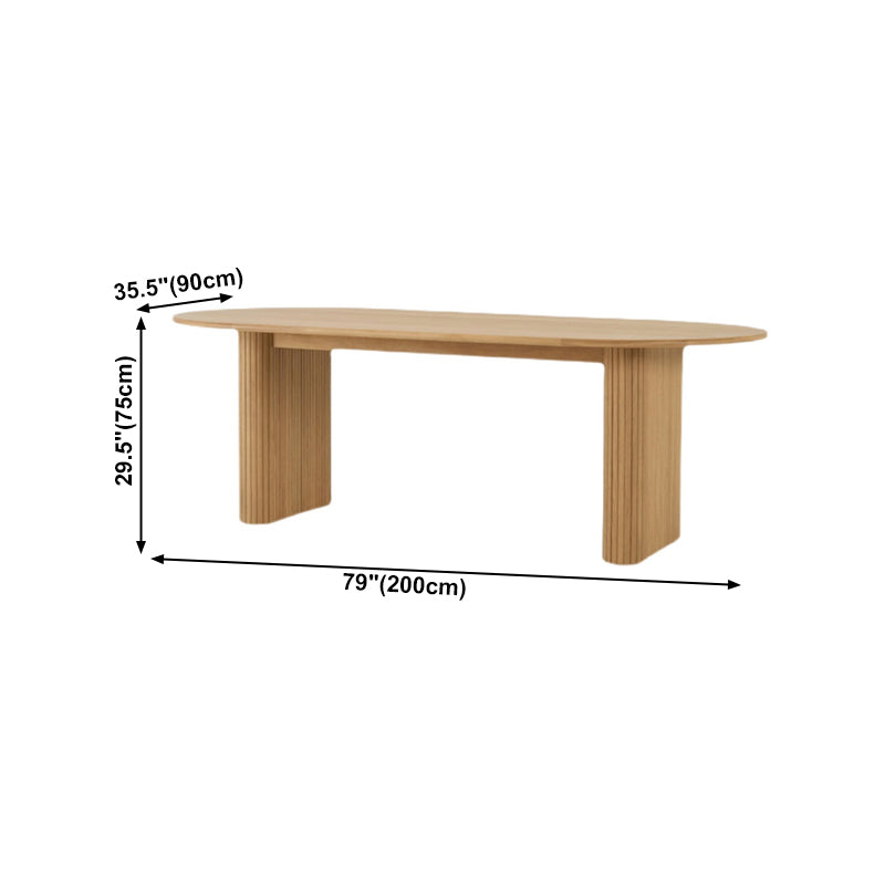 Oval Double Pedestal Modern Dining Table Pinewood Fixed Table for Kitchen
