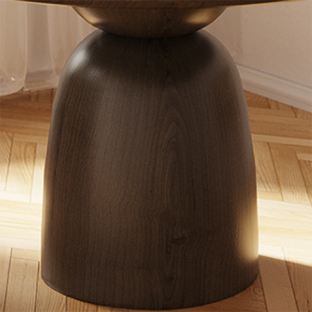 Mesa de comedor de madera maciza en color marrón para mesa moderna de restaurante con base de madera