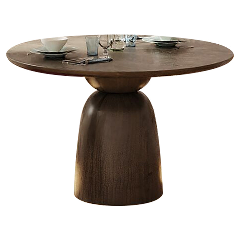 Mesa de comedor de madera maciza en color marrón para mesa moderna de restaurante con base de madera