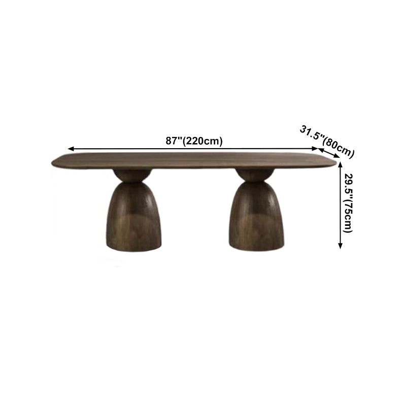 Mesa de comedor de madera maciza en color marrón para mesa moderna de restaurante con base de madera