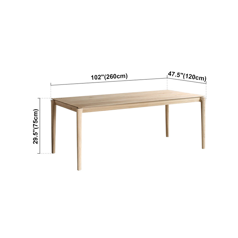 Rectangle Kitchen Dining Table Pine Solid Wood Table Modern with 4 Legs