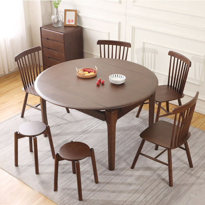 Contemporary Round Extendable Dining Table Solid Wood Standard Dining Table for Kitchen