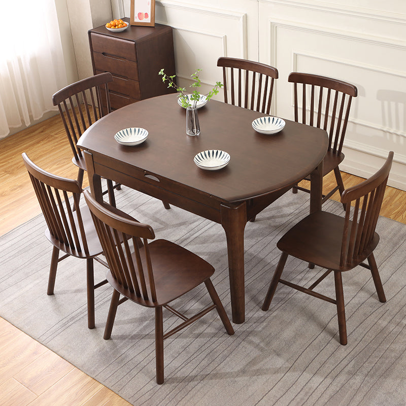 Contemporary Round Extendable Dining Table Solid Wood Standard Dining Table for Kitchen