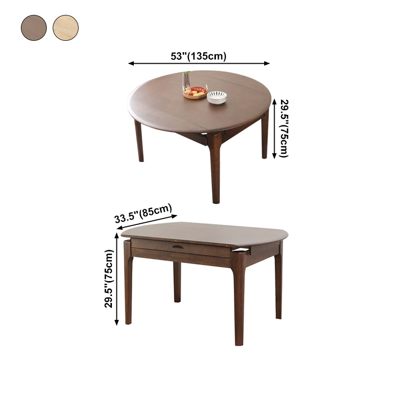 Contemporary Round Extendable Dining Table Solid Wood Standard Dining Table for Kitchen
