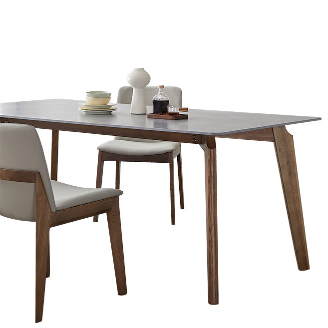 Rectangle Grey Top Dining Table Mid-Century Modern Sintered Stone Table with 4 Legs