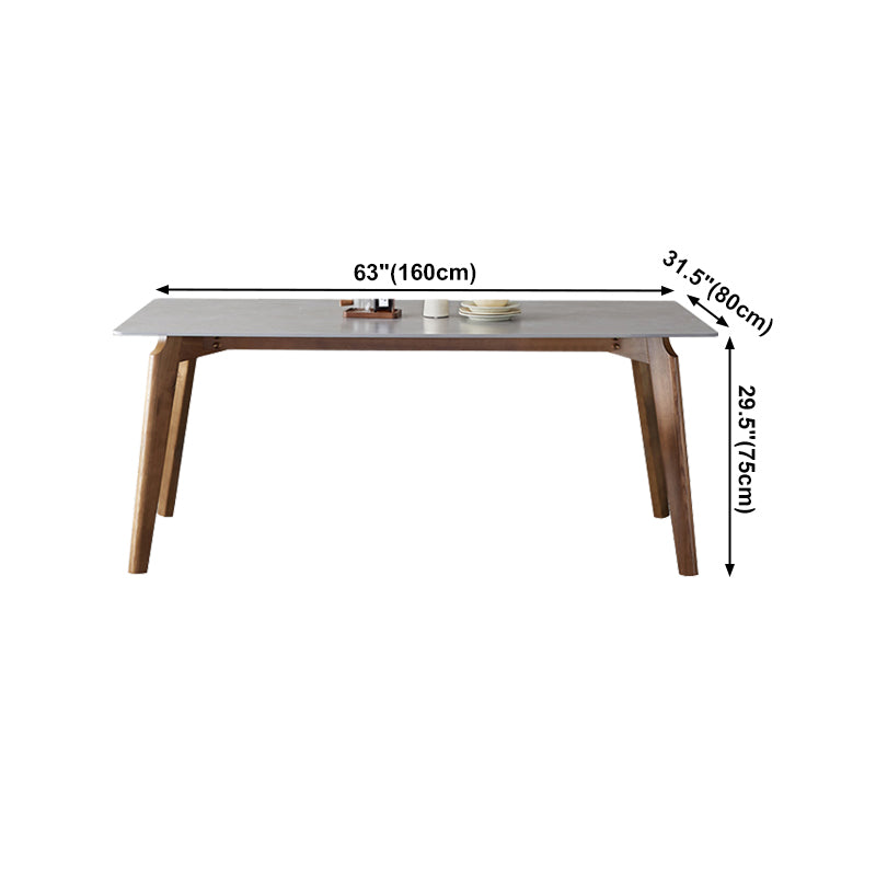 Rectangle Grey Top Dining Table Mid-Century Modern Sintered Stone Table with 4 Legs