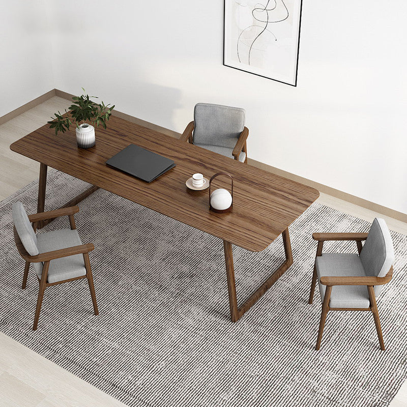 Rectangle Industrial Dining Table Solid Wood Fixed Table for Kitchen