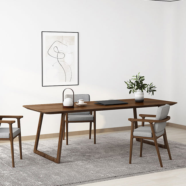Rectangle Industrial Dining Table Solid Wood Fixed Table for Kitchen