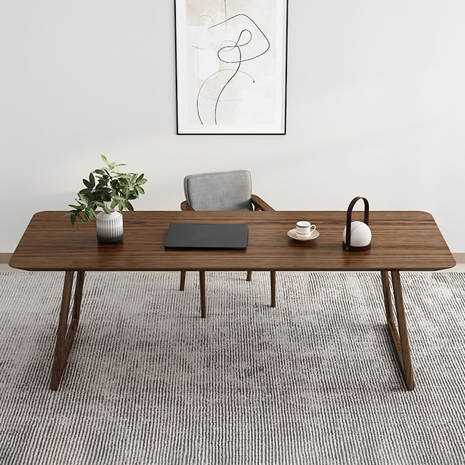 Rectangle Industrial Dining Table Solid Wood Fixed Table for Kitchen