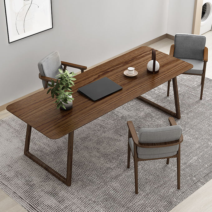 Rectangle Industrial Dining Table Solid Wood Fixed Table for Kitchen