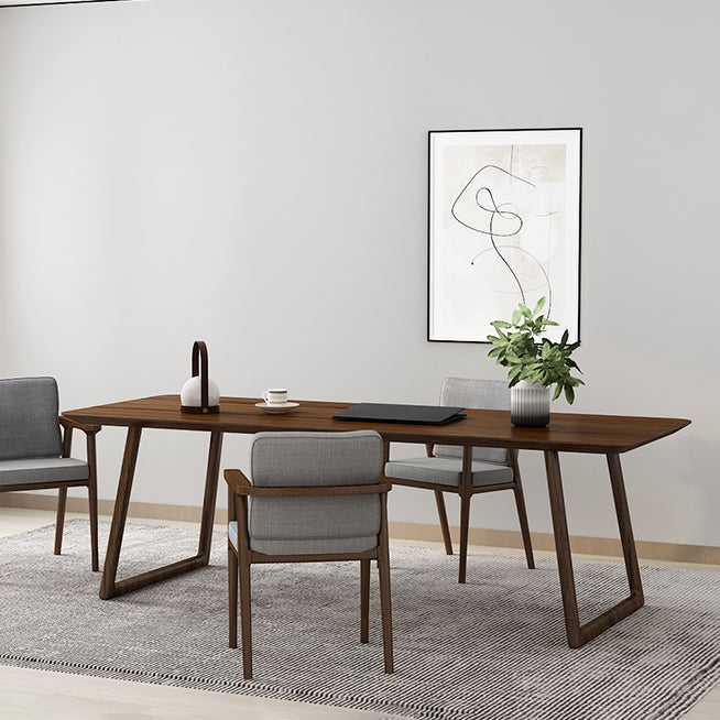 Rectangle Industrial Dining Table Solid Wood Fixed Table for Kitchen