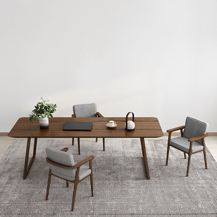 Rectangle Industrial Dining Table Solid Wood Fixed Table for Kitchen