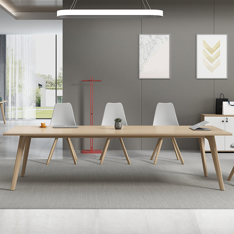 Rectangle Modern Dining Table Solid Wood Fixed Dinette Table for Home Use