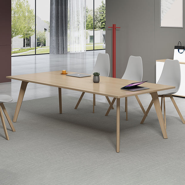 Rectangle Modern Dining Table Solid Wood Fixed Dinette Table for Home Use