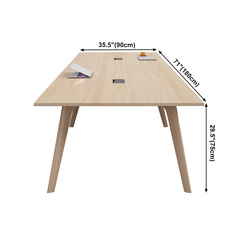 Rectangle Modern Dining Table Solid Wood Fixed Dinette Table for Home Use