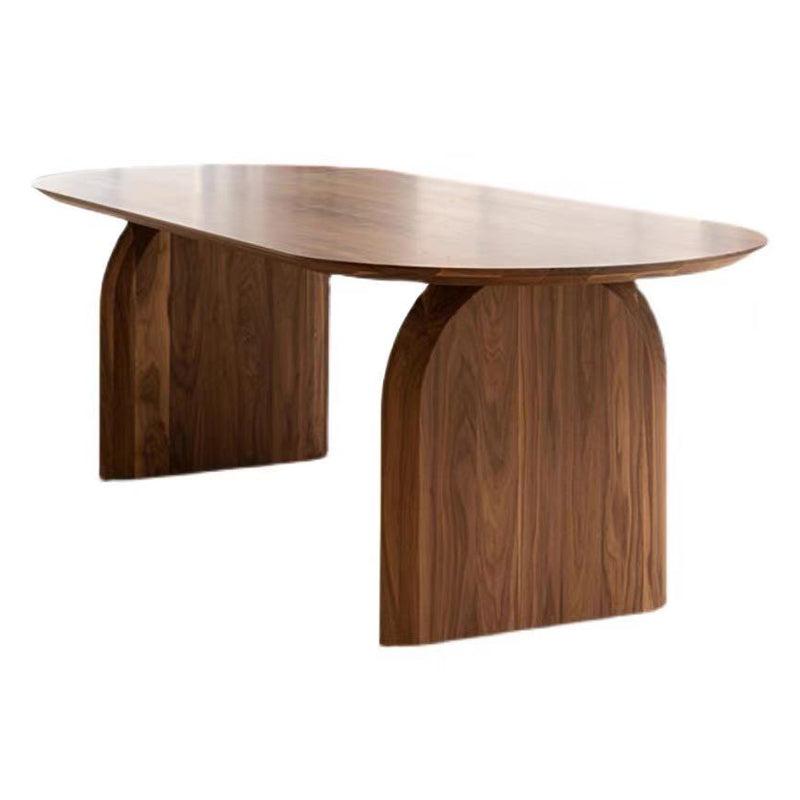 Contemporary Style Oval Furniture Double Pedestal Solid Wood Dinner Table