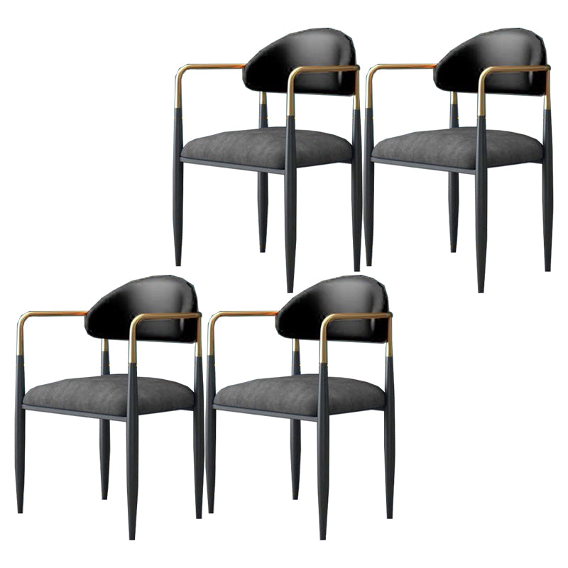 Silla de comedor tapizada contemporánea con respaldo abierto y acabado mate
