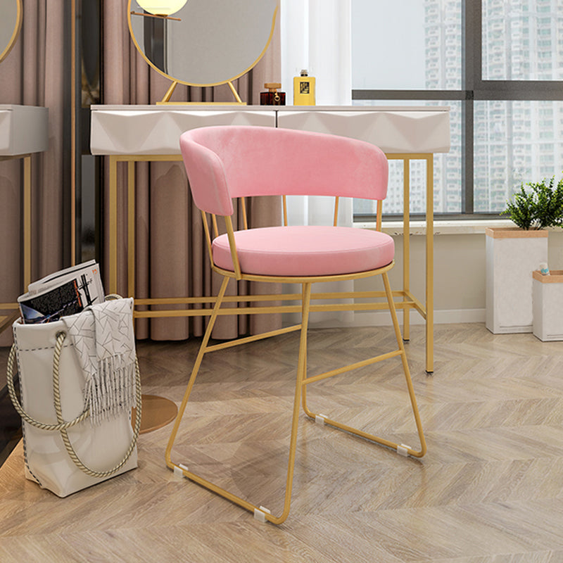 Nordic Glam Dining Chairs Armless Windsor Back Side Chairs for Kitchen with Metal Legs