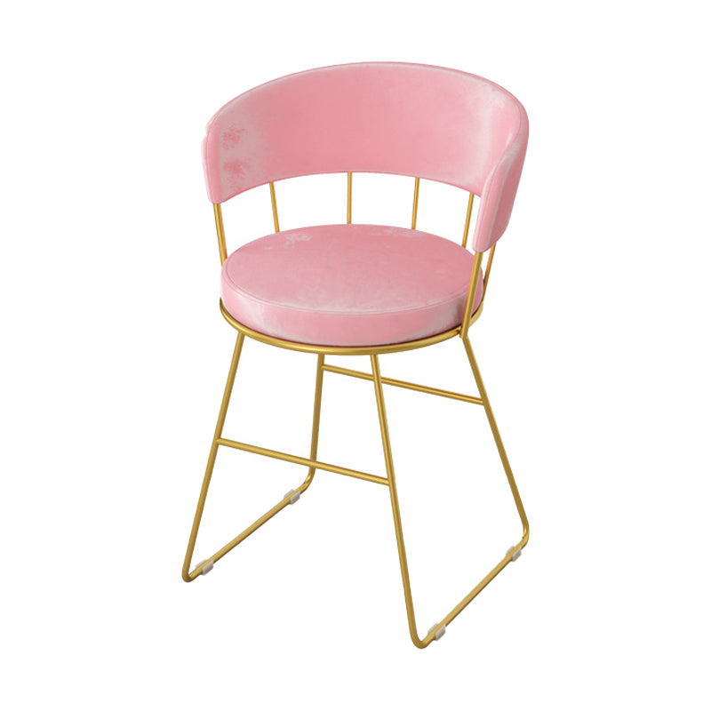 Nordic Glam Dining Chairs Armless Windsor Back Side Chairs for Kitchen with Metal Legs