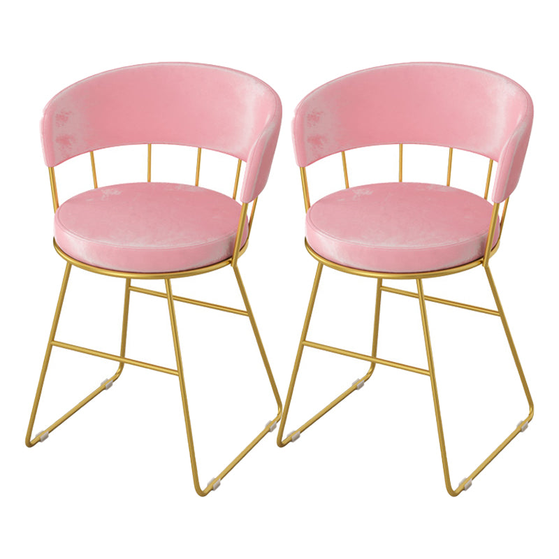 Nordic Glam Dining Chairs Armless Windsor Back Side Chairs for Kitchen with Metal Legs