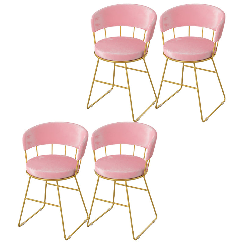 Nordic Glam Dining Chairs Armless Windsor Back Side Chairs for Kitchen with Metal Legs