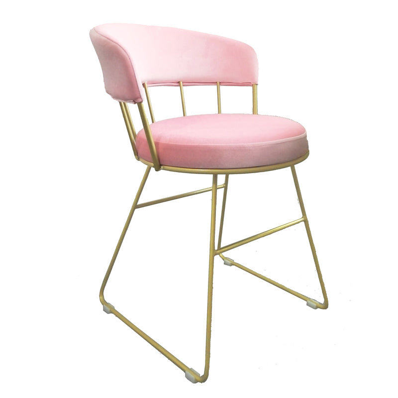 Nordic Glam Dining Chairs Armless Windsor Back Side Chairs for Kitchen with Metal Legs