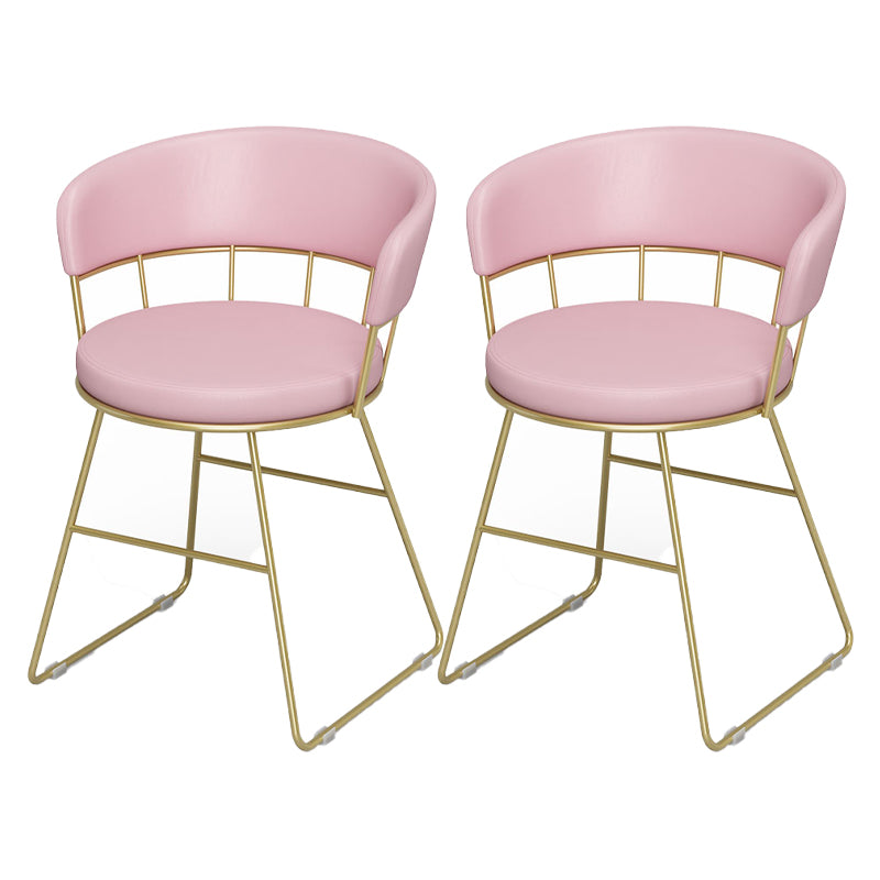 Nordic Glam Dining Chairs Armless Windsor Back Side Chairs for Kitchen with Metal Legs