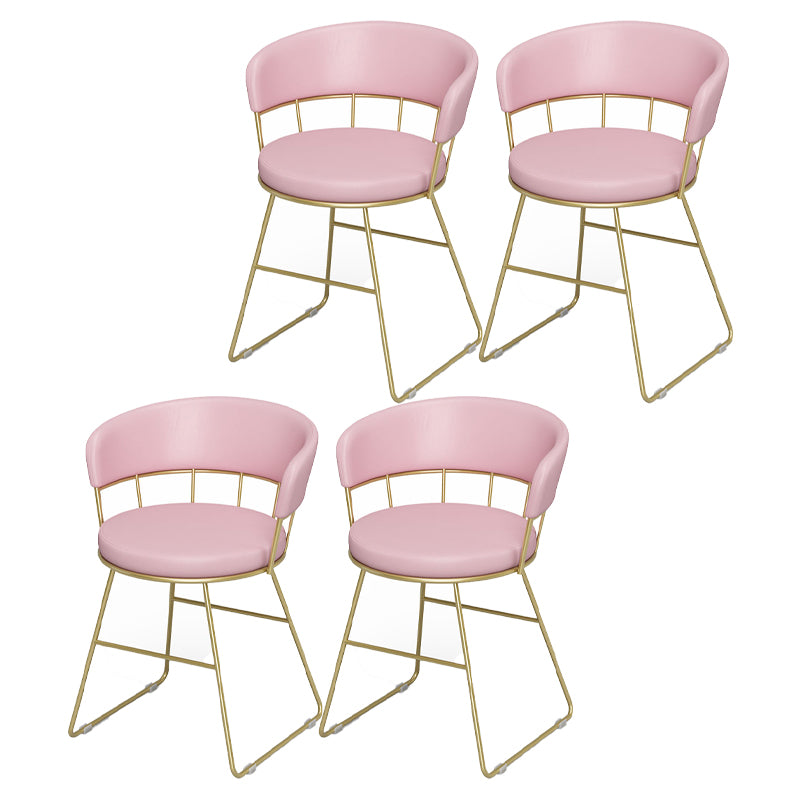 Nordic Glam Dining Chairs Armless Windsor Back Side Chairs for Kitchen with Metal Legs