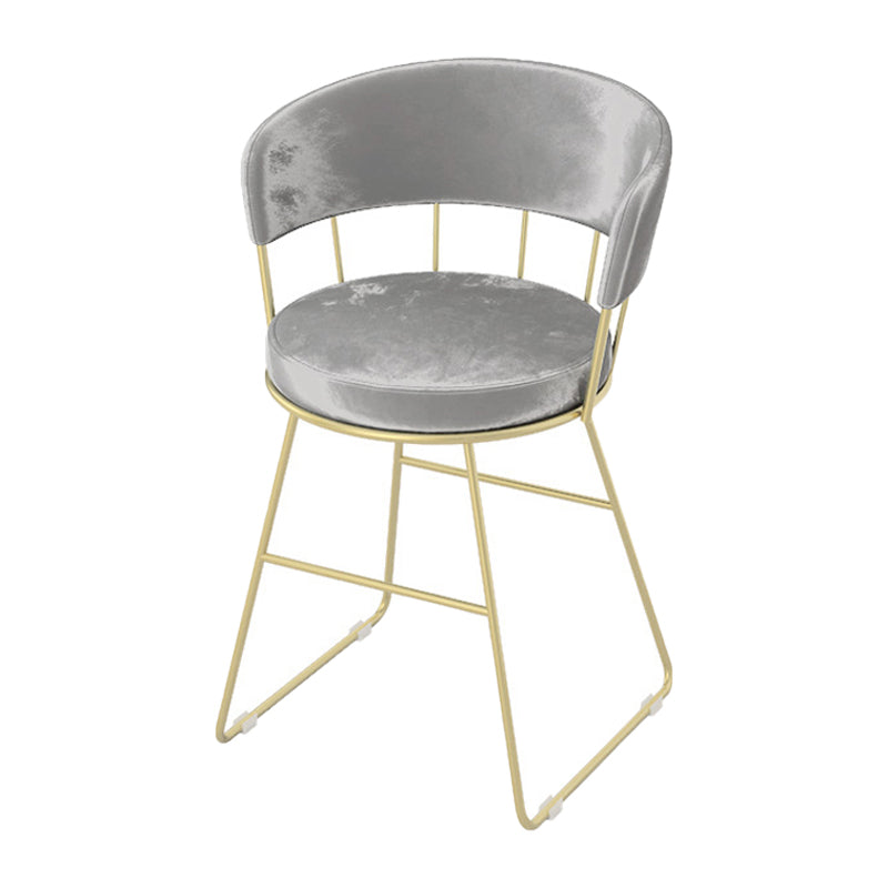 Nordic Glam Dining Chairs Armless Windsor Back Side Chairs for Kitchen with Metal Legs