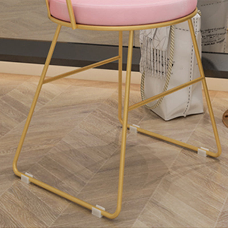 Nordic Glam Dining Chairs Armless Windsor Back Side Chairs for Kitchen with Metal Legs