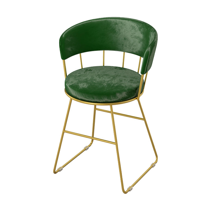 Nordic Glam Dining Chairs Armless Windsor Back Side Chairs for Kitchen with Metal Legs