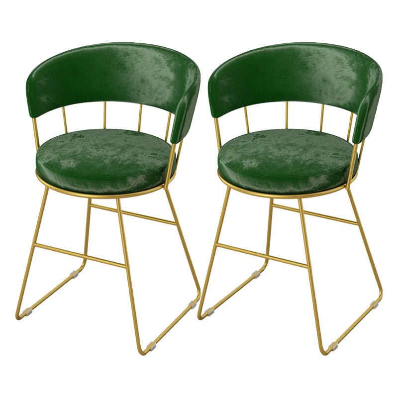 Nordic Glam Dining Chairs Armless Windsor Back Side Chairs for Kitchen with Metal Legs