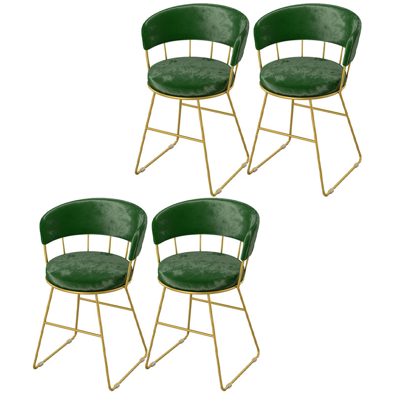 Nordic Glam Dining Chairs Armless Windsor Back Side Chairs for Kitchen with Metal Legs