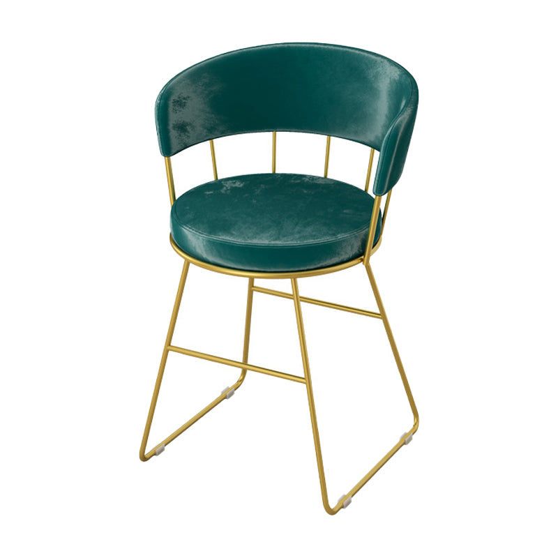 Nordic Glam Dining Chairs Armless Windsor Back Side Chairs for Kitchen with Metal Legs