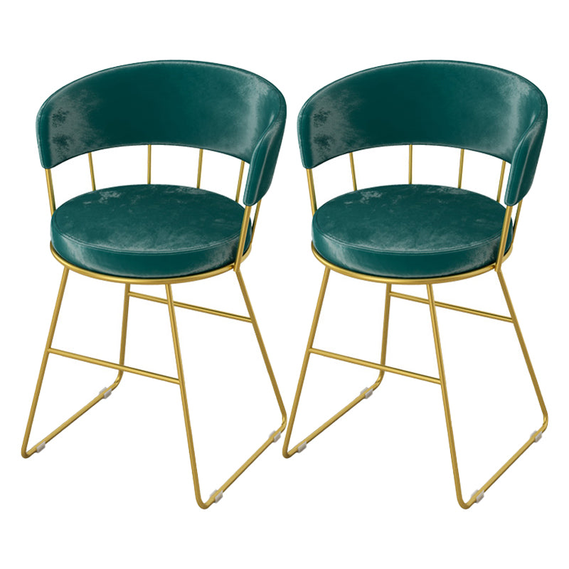 Nordic Glam Dining Chairs Armless Windsor Back Side Chairs for Kitchen with Metal Legs