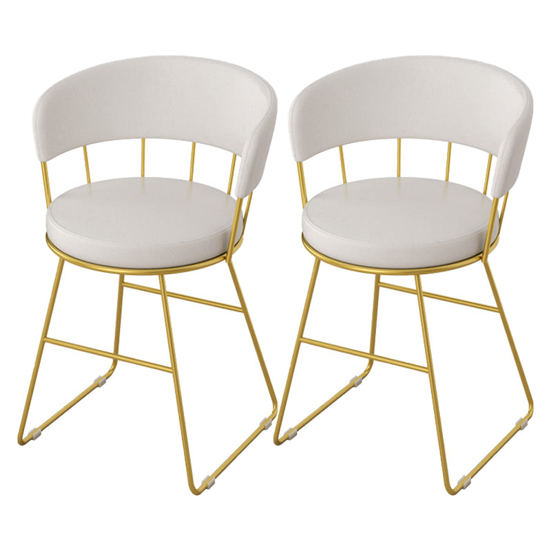 Nordic Glam Dining Chairs Armless Windsor Back Side Chairs for Kitchen with Metal Legs